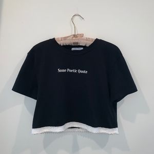 Zara Black "Some Poetic Quote" Top With Pearls